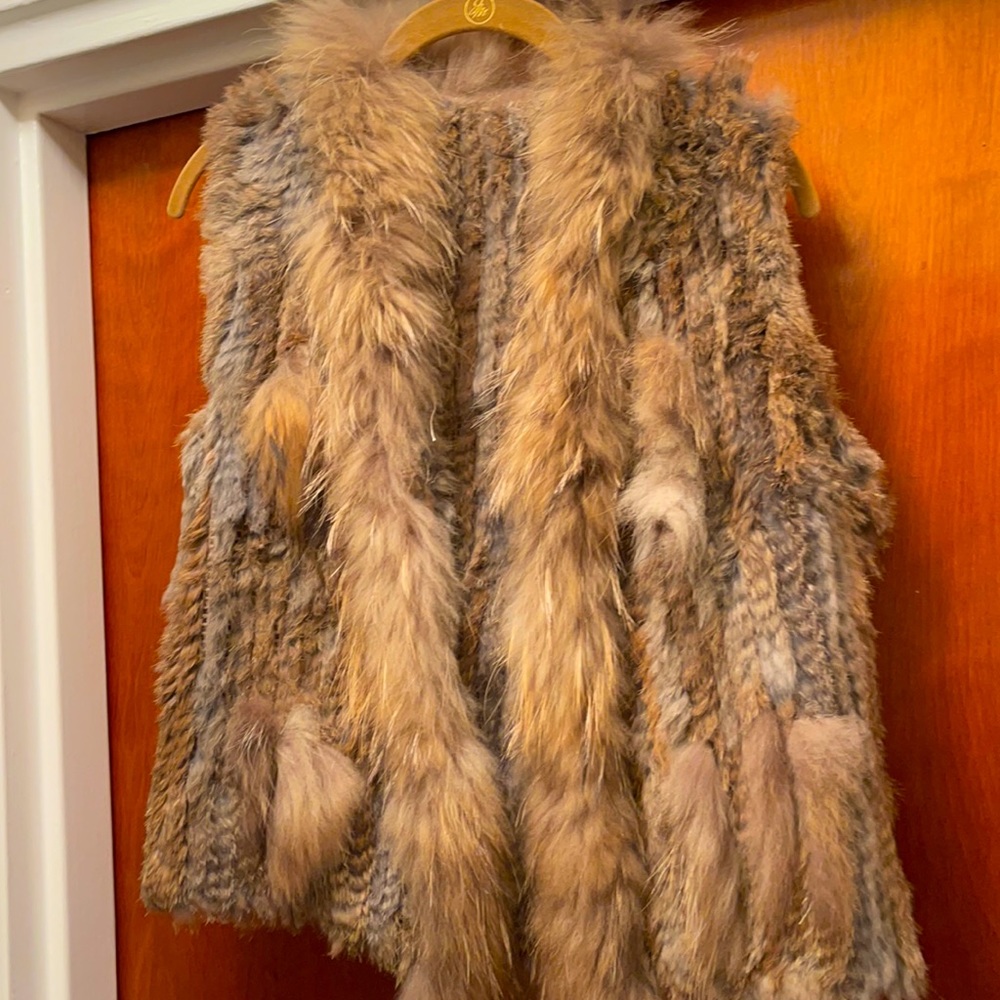Rabbit Fur vest XS in natural browns